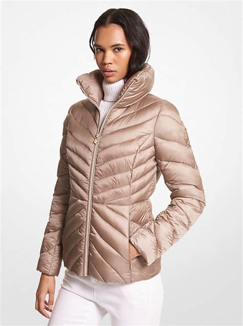 michael kors short jacket sleeves zippers|MICHAEL Michael Kors Petite Hooded Packable Down Puffer .